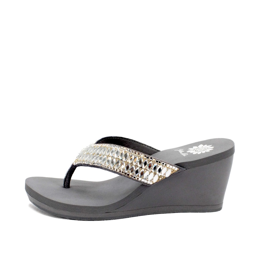 YELLOW BOX FLIP FLOPS SANA COLOR GRAY MEDIUM WIDTH NEW IN BOX